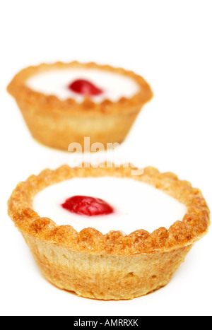 Two cherry bakewell tarts Stock Photo