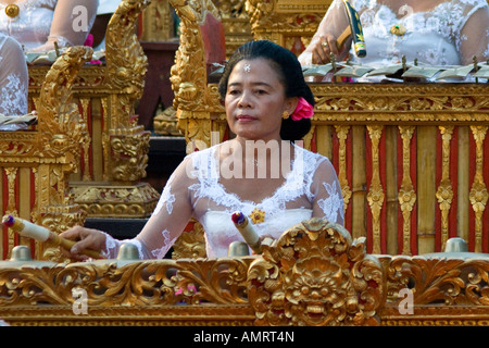 Women Gamelan Orchestra Puri Taman Saraswati or Water Palace Ubud Bali Indonesia Stock Photo