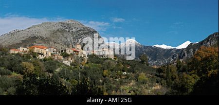 Chora one of several hamlets that make up the Village of Exochori in the Outer Mani, Southern Greece Stock Photo