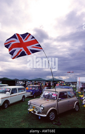 Mini car and Union Jack flag Stock Photo