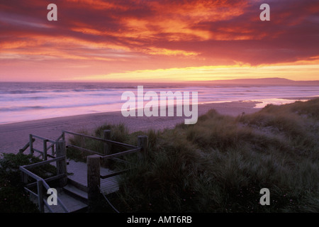 California Santa Cruz County Pajaro Dunes Sunset on beach Stock