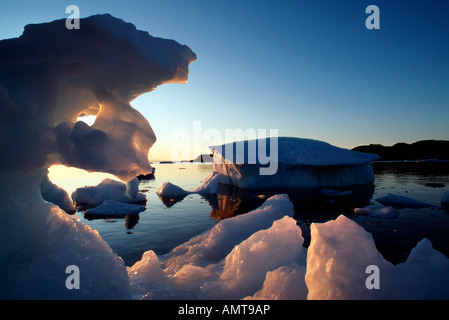Sea Ice Icebergs Stranded At Low Tide On Kekerten Island Cumberland Sound Nunavut Canada, Stock Photo