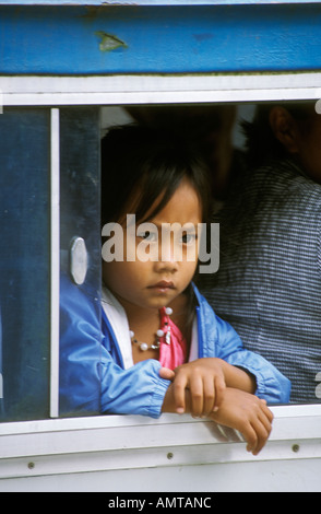 Philippines Young Girl Looking Out Bus Window