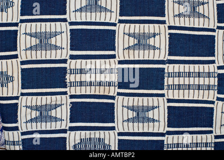 Indigo Blue and White Ewe Kente Cloth African Textile For Sale at