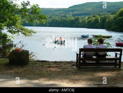 Rowing boats on Loch Faskally, Pitlochry, Perthshire, UK Stock Photo
