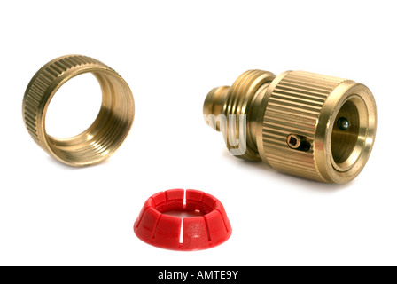 Hosepipe brass 'push connector' Stock Photo