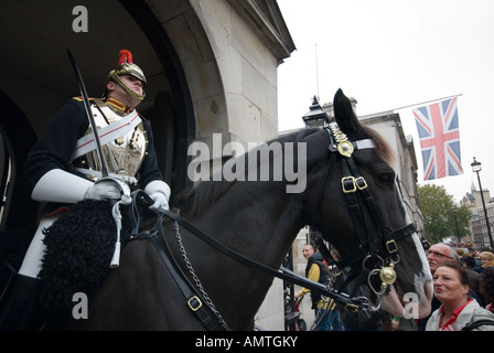 Mounted guardsmen from the Life Guards Regiment British Household Cavalry Stock Photo