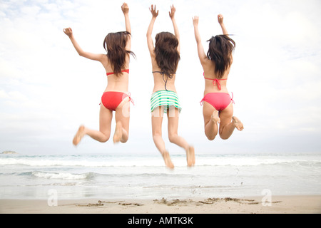 Back figure of Japanese weman in swimsuit Stock Photo