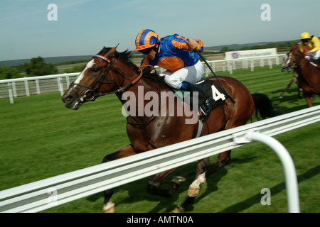 Horse racing on the flat at Goodwood Eddie Ahern on Dvinsky Stock Photo