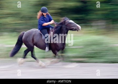 Horse and rider in action uk Stock Photo