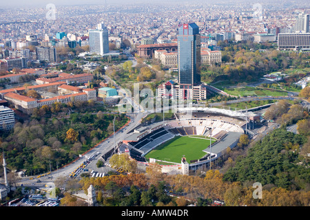 Inonu Stadium ITU Engineering Faculties complex and Suzer Plaza aerial Istanbul 2010 European Capital of Culture Turkey Stock Photo