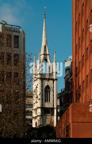 The tower and spire of the church of St Dunstan in the East, London Stock Photo