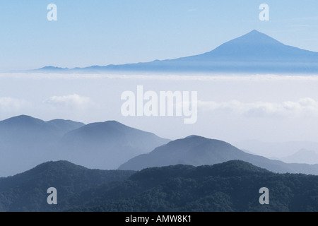 View of Tenerife and El Teide, Garajonay National Park, La Gomera, Spain Stock Photo