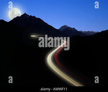 AT - TYROL: Brenner Autobahn by night Stock Photo