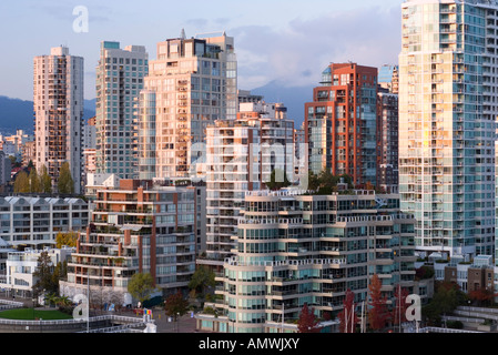 Downtown skyline at False Creek close up Vancouver British Columbia Canada 2007 Stock Photo