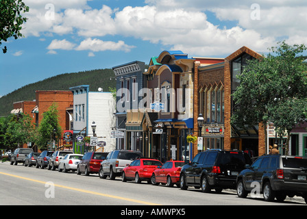 Street scene from Breckenridge Colorado a ski resort and historic mining town in North America Stock Photo