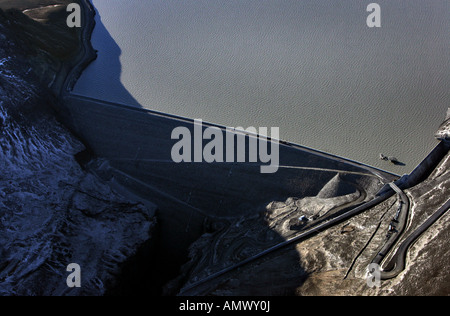 Aerial view of The Karahnjukar hydroelectric dam and reservoir in east Iceland Oktober 2007 Stock Photo