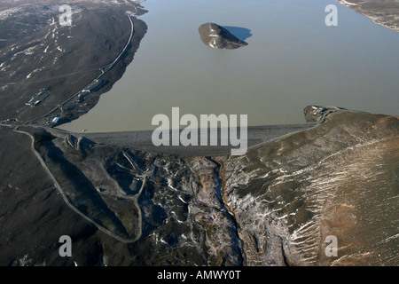 Aerial view of The Karahnjukar hydroelectric dam and reservoir in east Iceland Oktober 2007 Stock Photo