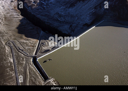 Aerial view of The Karahnjukar hydroelectric dam and reservoir in east Iceland Oktober 2007 Stock Photo