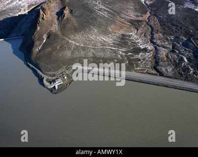 Aerial view of The Karahnjukar hydroelectric dam and reservoir in east Iceland Oktober 2007 Stock Photo