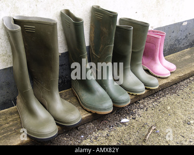 Families dirty wellington boots