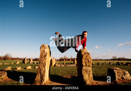 PICTURE CREDIT DOUG BLANE Doug Blane practicing Le Parkour freerunning at the stone circle Willen Milton Keynes