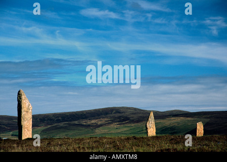 The megalithic archaeological stone circle The Ring of Brodgar mainland island orkney islands Scotland Great Britain brave film Stock Photo