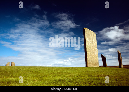 The megalithic archaeological stone circle The Ring of Brodgar mainland island orkney islands Scotland Great Britain brave film Stock Photo