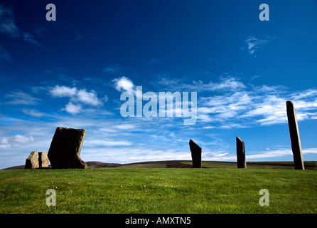 The megalithic archaeological stone circle The Ring of Brodgar mainland island orkney islands Scotland Great Britain brave film Stock Photo