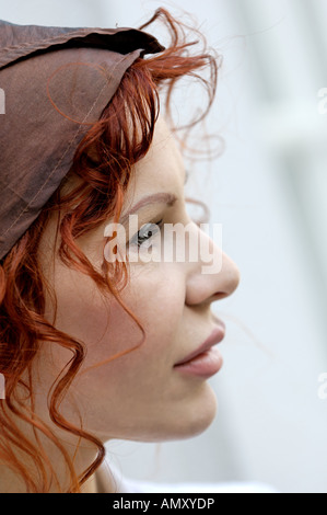 Close-up of woman thinking Stock Photo