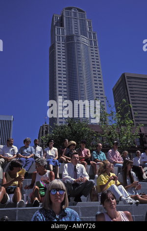 Outdoor concert in downtown Seattle Washington Stock Photo