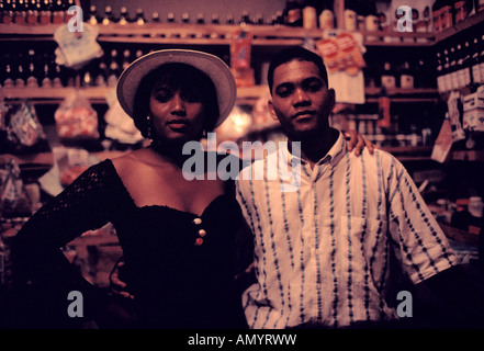 Young Dominican couple at a nightclub in La Isabella in northwest Dominican Republic Stock Photo