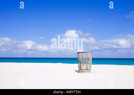 Trash can on South Beach in Miami, Florida, USA Stock Photo