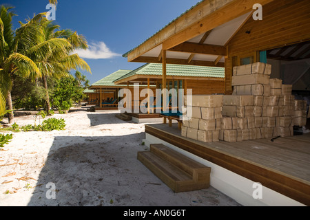 Maldives Addu Atoll Herathera Resort unfinished balcony of Jacuzzi Beach Villas Stock Photo