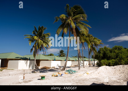 Maldives Addu Atoll Herathera Resort unfinished road and Jacuzzi Beach Villas Stock Photo