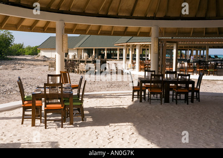 Maldives Addu Atoll Herathera Resort unfinished Keimaa Buffet Restaurant Stock Photo