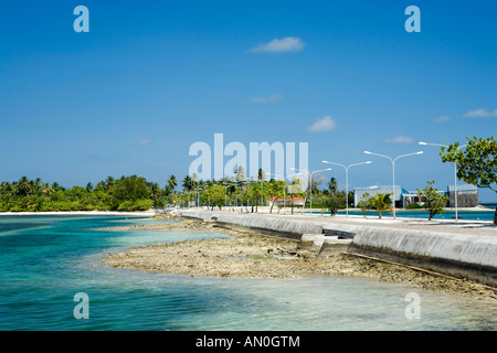 Maldives Addu Atoll Causeway bridging Gan and Feydhoo islands Stock Photo