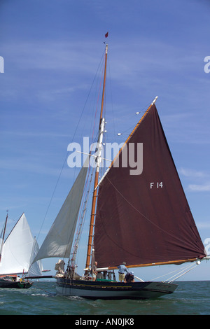 Classic sailing Smack The Emeline taking part in the Whitstable Harbour Smack and Barge race Stock Photo