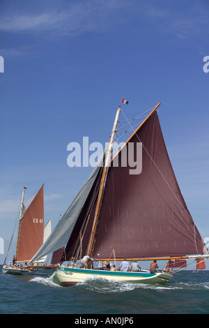 Classic Sailing Smack The Alberta and The Emeline taking part in the Whitstable Harbour Smack and Barge race Stock Photo