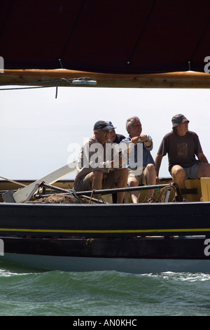 Classic sailing Smack The Emeline taking part in the Whitstable Harbour Smack and Barge race Stock Photo