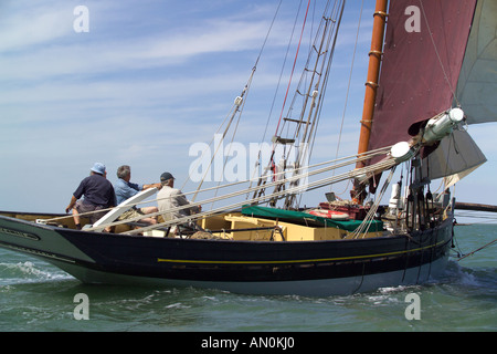 Classic sailing Smack The Emeline taking part in the Whitstable Harbour Smack and Barge race Stock Photo