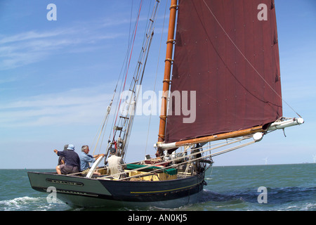 Classic sailing Smack The Emeline taking part in the Whitstable Harbour Smack and Barge race Stock Photo