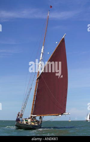 Classic sailing Smack The Emeline taking part in the Whitstable Harbour Smack and Barge race Stock Photo