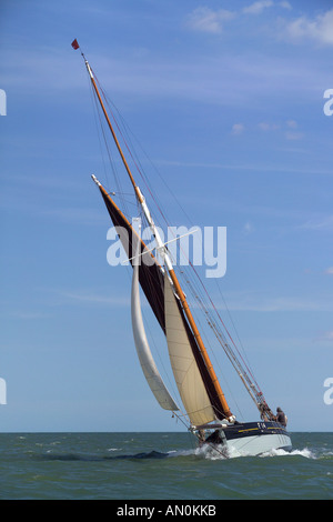 Classic sailing Smack The Emeline taking part in the Whitstable Harbour Smack and Barge race Stock Photo