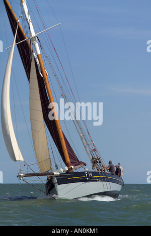 Classic sailing Smack The Emeline taking part in the Whitstable Harbour Smack and Barge race Stock Photo