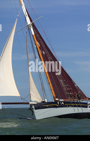 Classic sailing Smack The Emeline taking part in the Whitstable Harbour Smack and Barge race Stock Photo