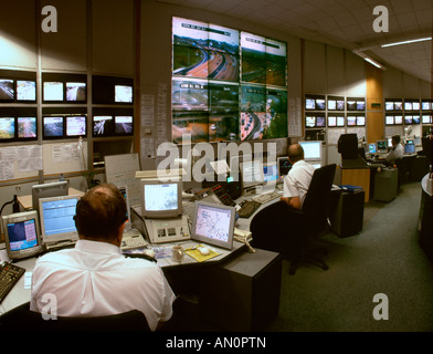 Traffic control centre monitoring motorways in the UK Stock Photo