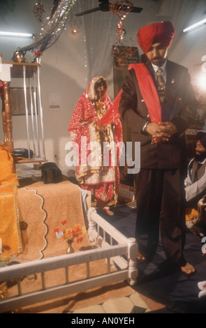 Bride and groom at wedding ceremony in Patiala, Punjab, India. Stock Photo