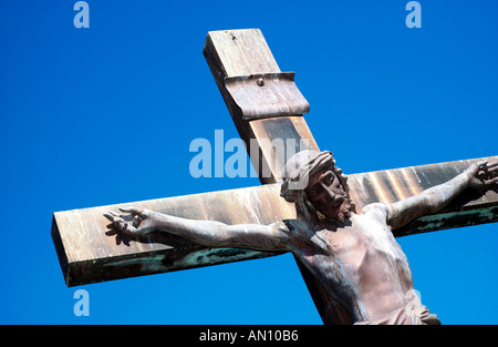 Statue of Jesus Christ on Cross Stock Photo