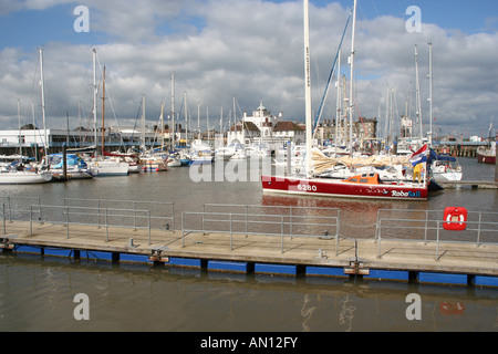 Royal Norfolk & Suffolk Yacht Club marina boats Lowestoft, England. Stock Photo